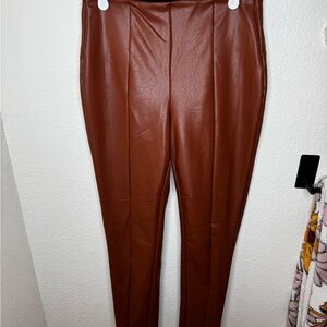Brown Faux Leather Leggings